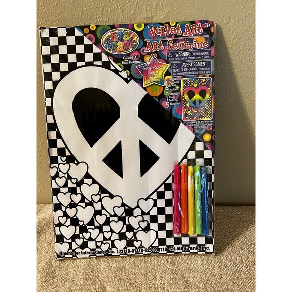 Lisa Frank Velvet Art Peace Heart "goof proof" Craft Not Vintage Sealed - Picture 1 of 4